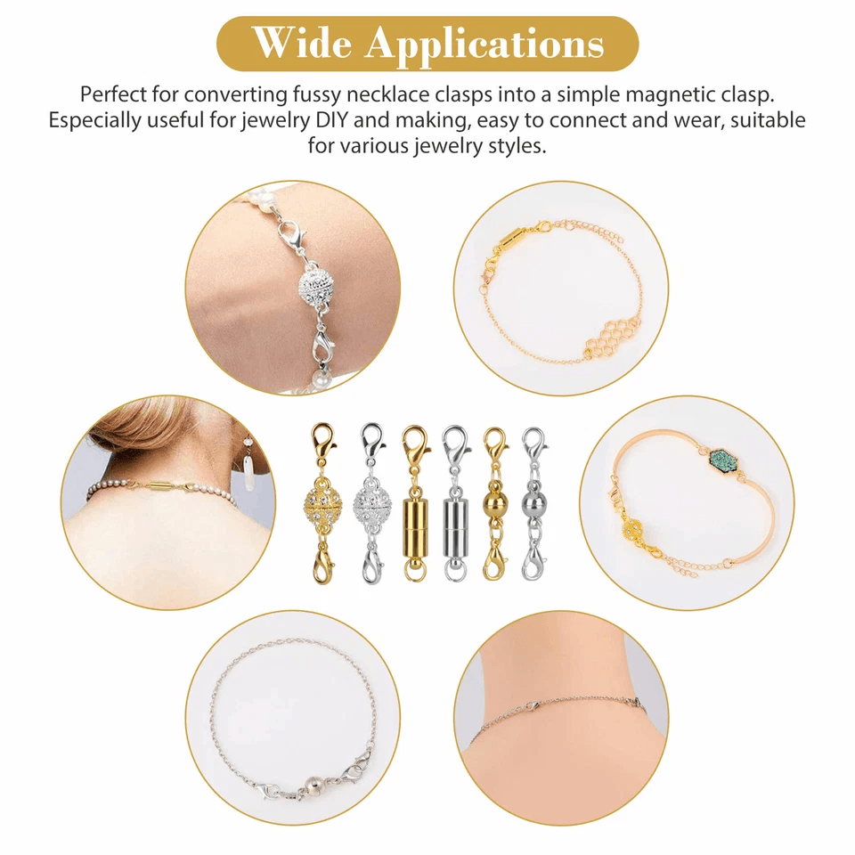 16Pcs Magnetic Lobster Clasp Claw Hook Set, Strong Snap Converter,Jewelry Necklace Making, Secure Magnetic Jewelry