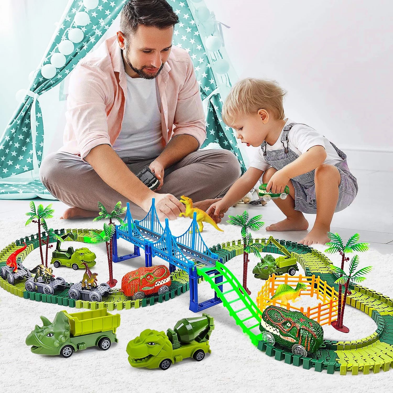 Children Electric Magic Climbing Dinosaur Car Track Toy