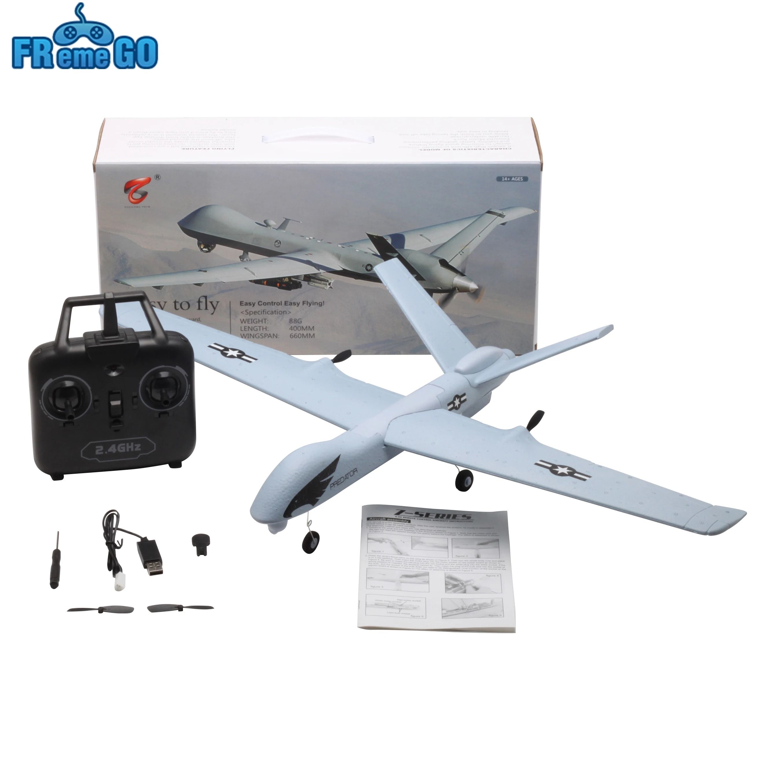 Z51 RC Glider 2.4G 2CH Foam Hand Throwing Plane with LED Light