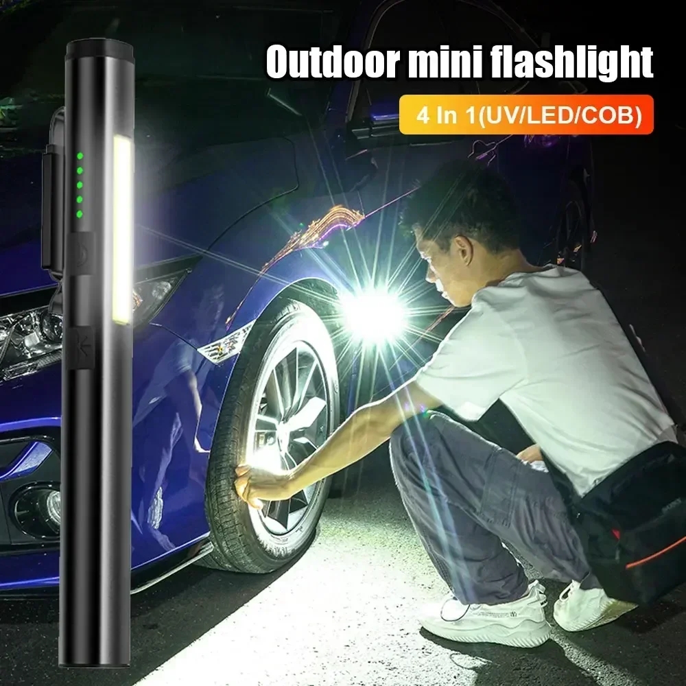 Mini USB Rechargeable LED Flashlight  Portable Waterproof Pocket Light with Magnet for Work, Emergency, and Outdoors