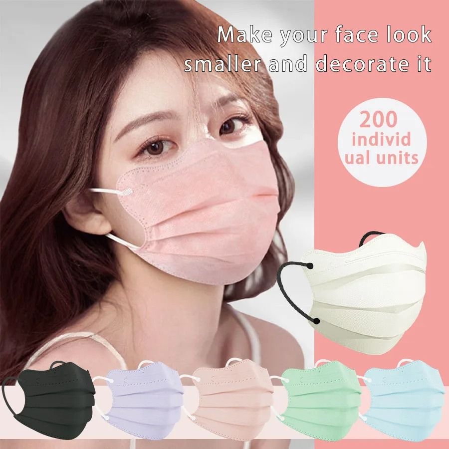 Butterfly Shaped Disposable Face Masks Pink 3 Layer Protective Masks for Women