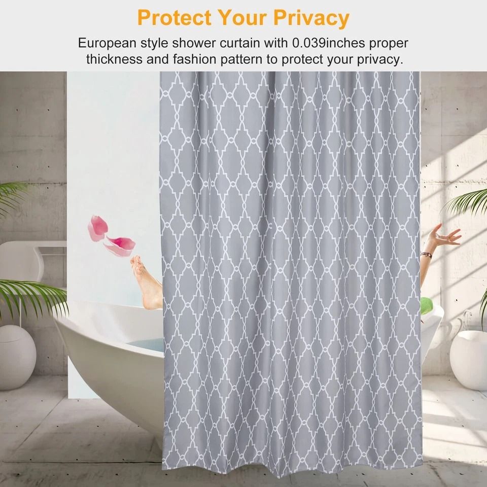 Polyester Shower Curtain, Waterproof Bathroom Drapes, Mildew-Resistant with Eco-Friendly Material