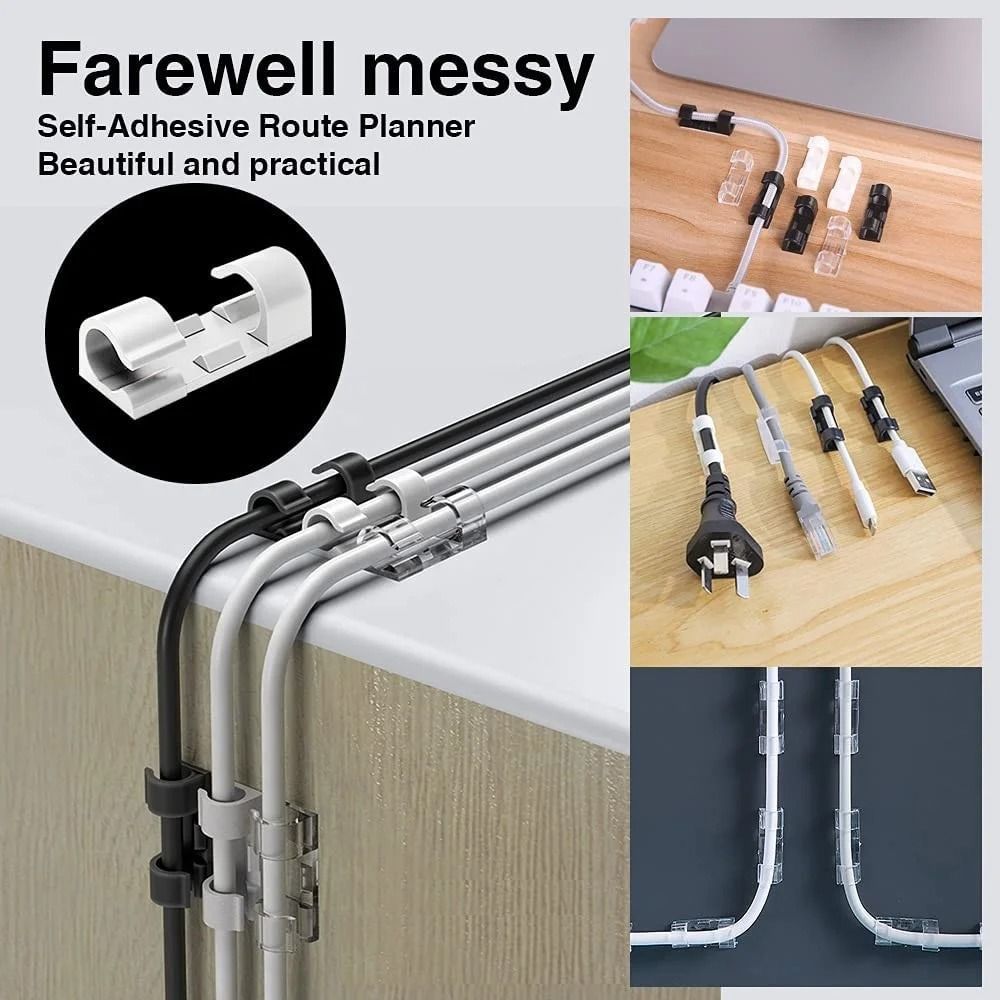 Self-Adhesive Desktop Cable Management Clips