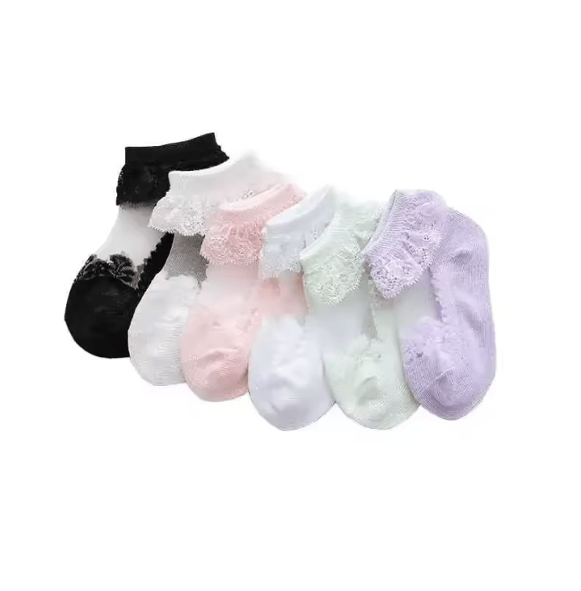 LaceBloom Summer Baby Girl Socks Breathable Mesh Anti Slip Cotton