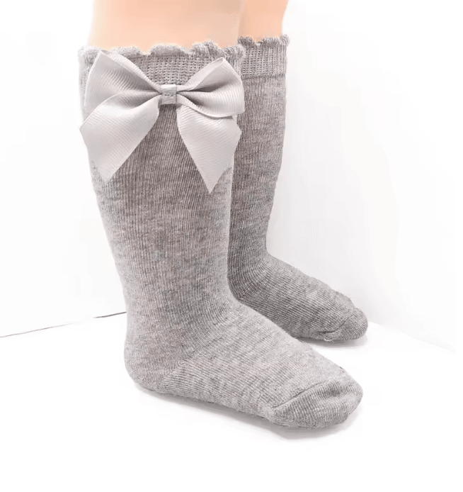 Baby Girls Knee High Bow Socks Sweet Long Tube Leg Warmer Socks 0 to 6T