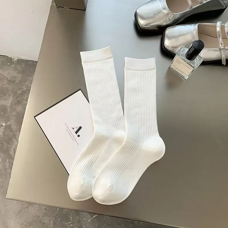 Trendy Striped Angola Red Pile Up Socks Thin Summer Ankle Socks JK Simple Stacked Socks