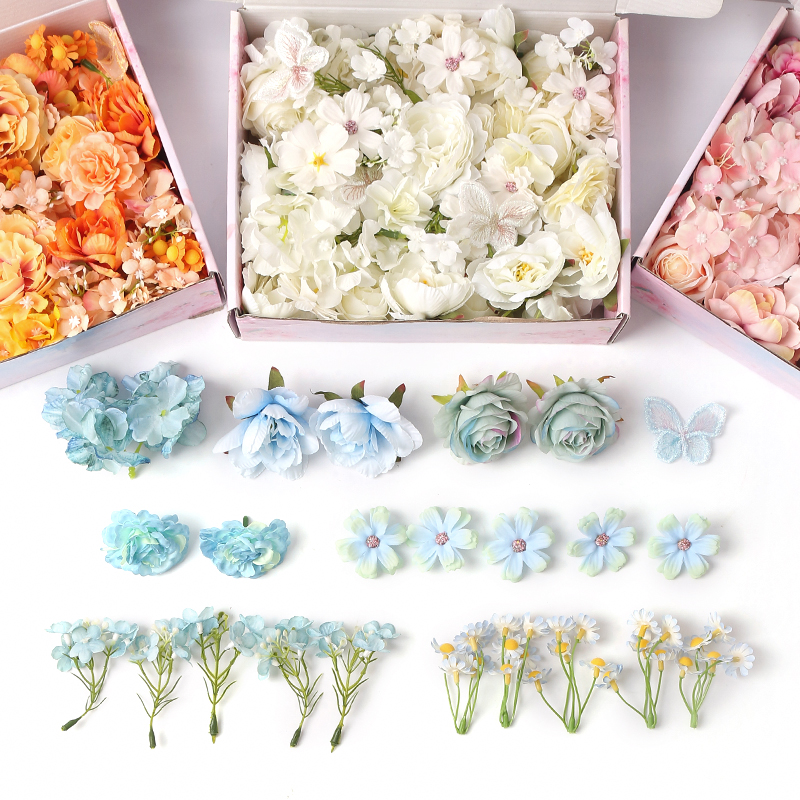 Artificial European Silk Rose Flowers for Home Room, Wedding Decoration, DIY Hair Accessory, Corsage Craft Kit, Fake