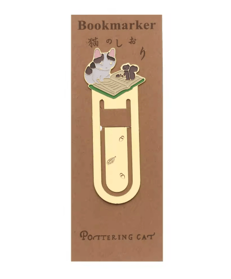 Gold Plated Cat Bookmark Folder Clip Cute Reading Label