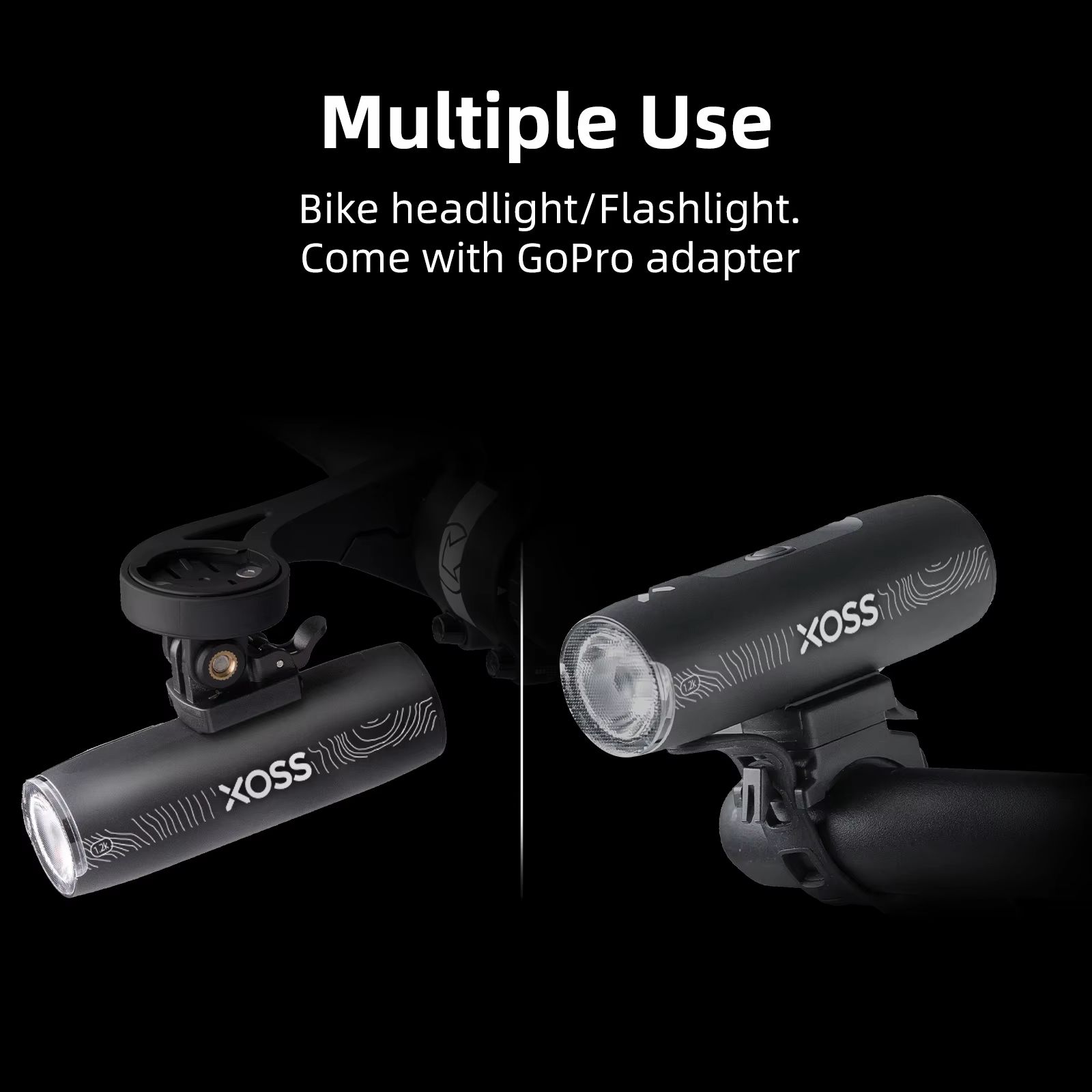 XOSS XL1200 Bike Headlight – 200–3000 Lumen Waterproof Rechargeable Front Bicycle Light with Aluminum Body
