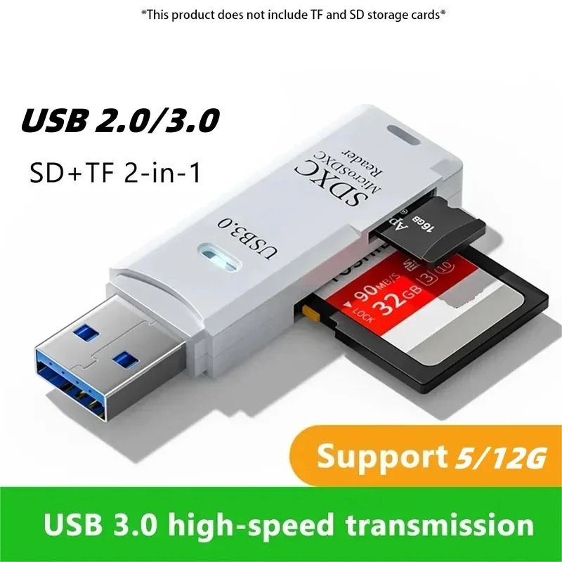 UltraSpeed 2-in-1 USB Card Reader for SD & TF Cards