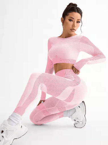 2-Piece Seamless Womens Yoga & Running Set Breathable Fitness Suit