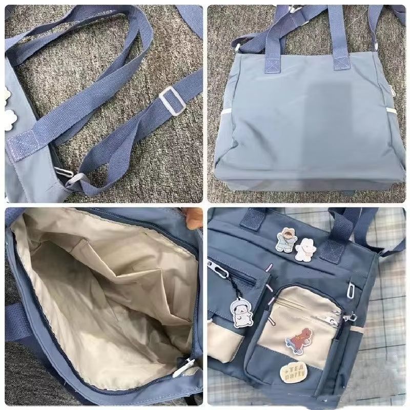 Waterproof Canvas Shoulder Tote and Crossbody Messenger Bag for Women