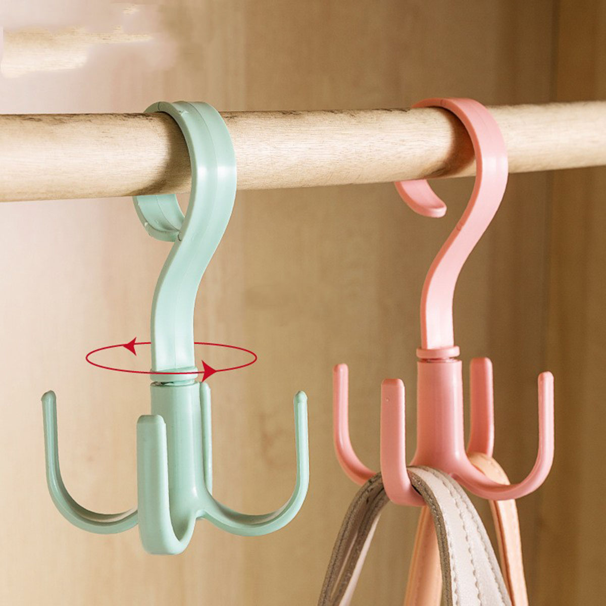 Multifunctional Rotatable Four Claw Hooks Coat Hangers Bags for Wardrobe Storage Scarf Hanging in Doorways