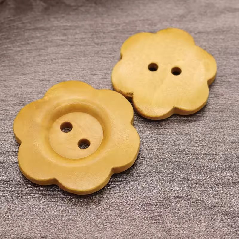 50 pcs Wooden Vintage Buttons – DIY 2-Hole Sewing Buttons for Crafts, Clothing & Handmade Decorations