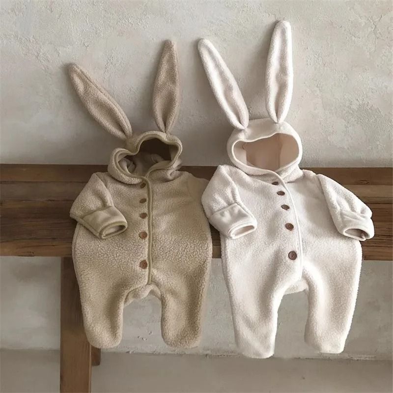 Rabbit Ears Velvet-Lined Warm Cardigan Romper