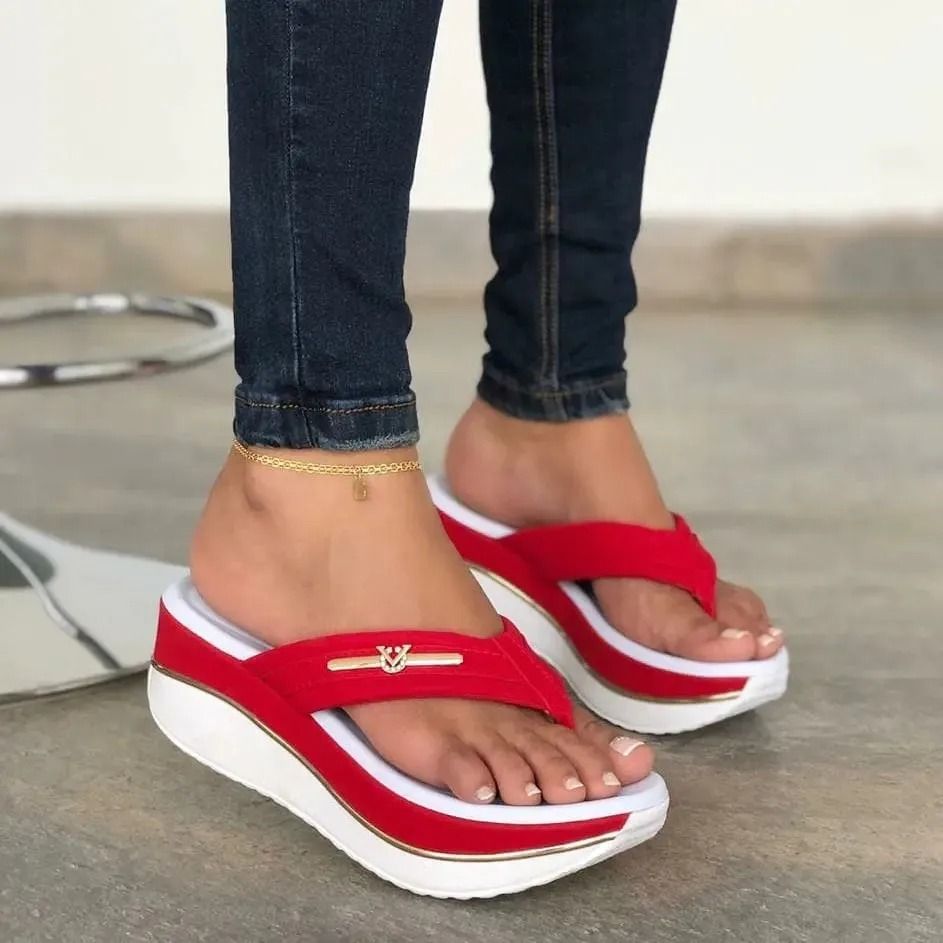Women Casual Platform Wedge Slip On Peep Toe Sandals Summer Comfort