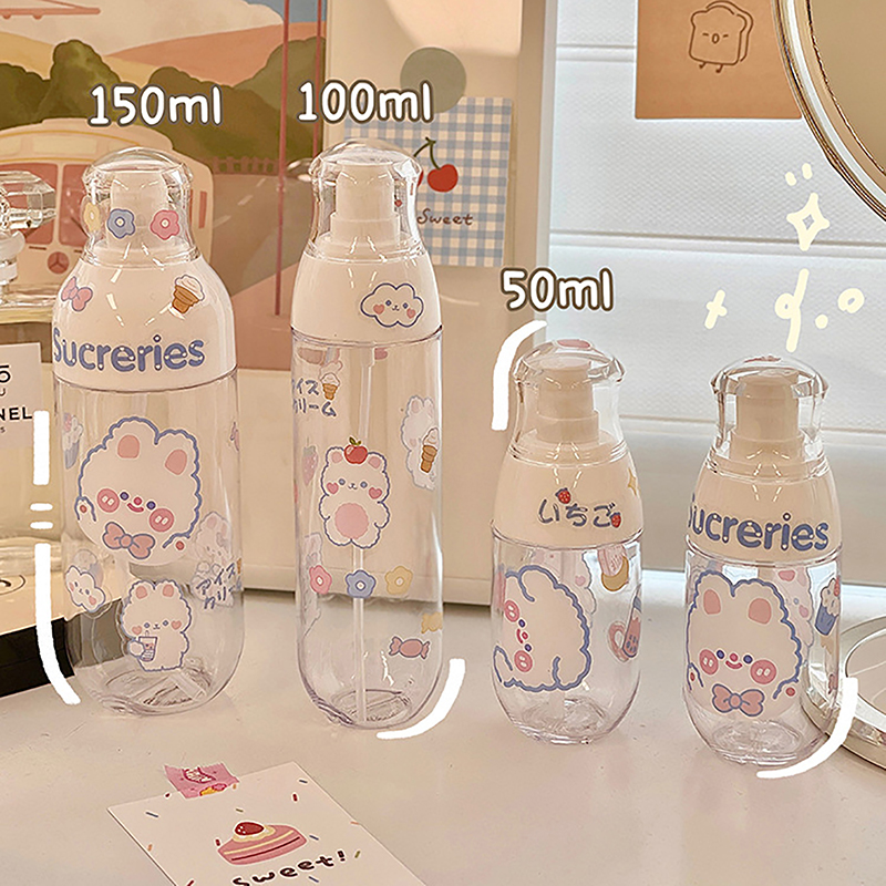 Portable Push Dispenser Bottle, Travel Empty Lotion Makeup Bottle for Face Wash Makeup Remover High Volume