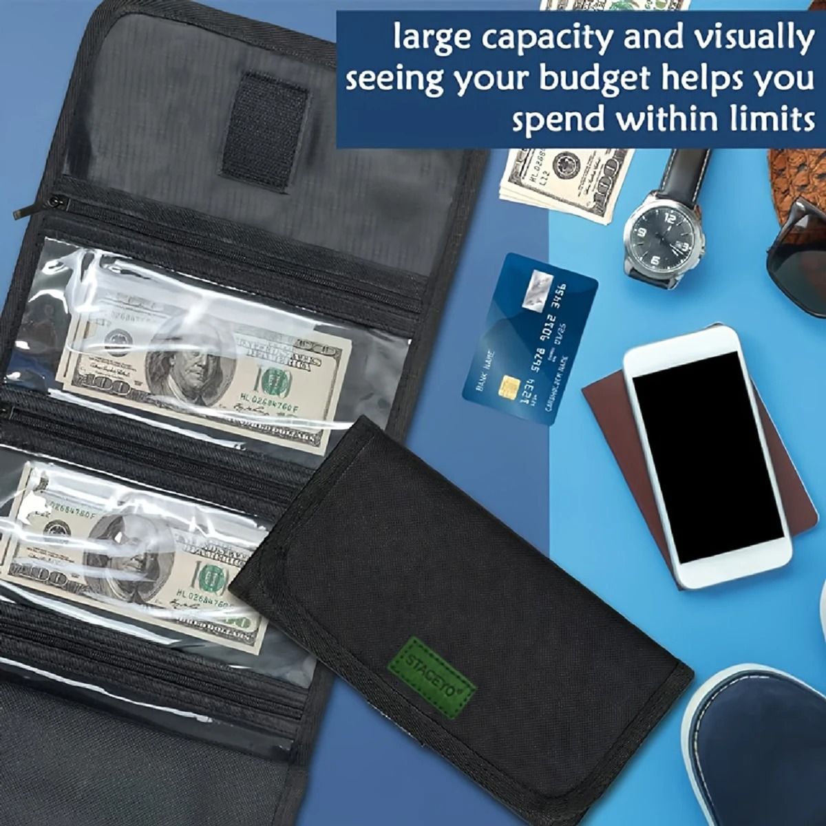 STACEYO | Black Oxford Cloth Folding Travel Wallet