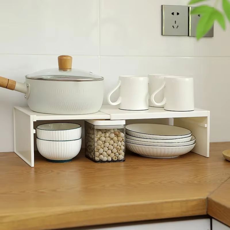 Retractable Kitchen Cabinet Shelf Organizer Adjustable Multi Layer Storage Rack