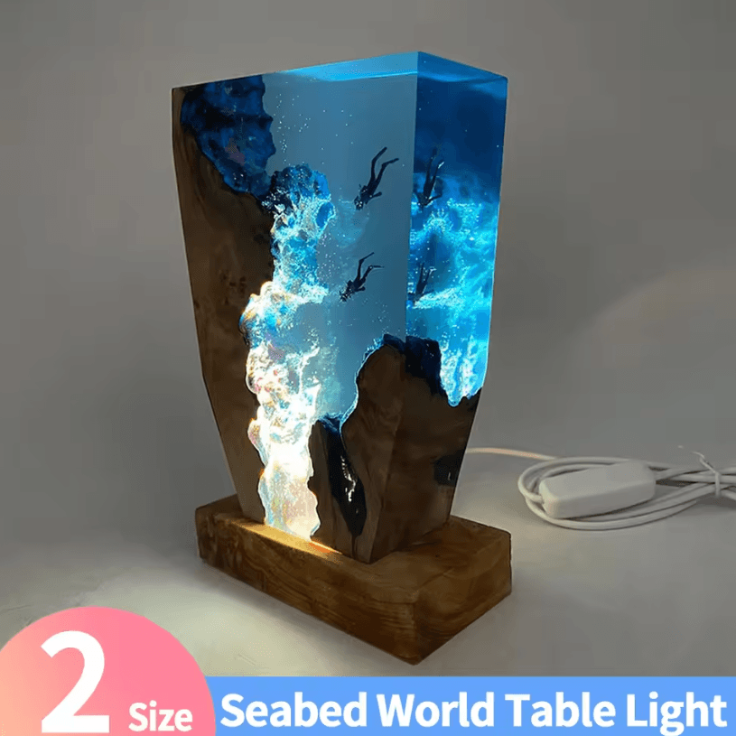 Seabed Exploration Resin Diver Table Light – Underwater Night Lamp for Bedroom and Office Decor