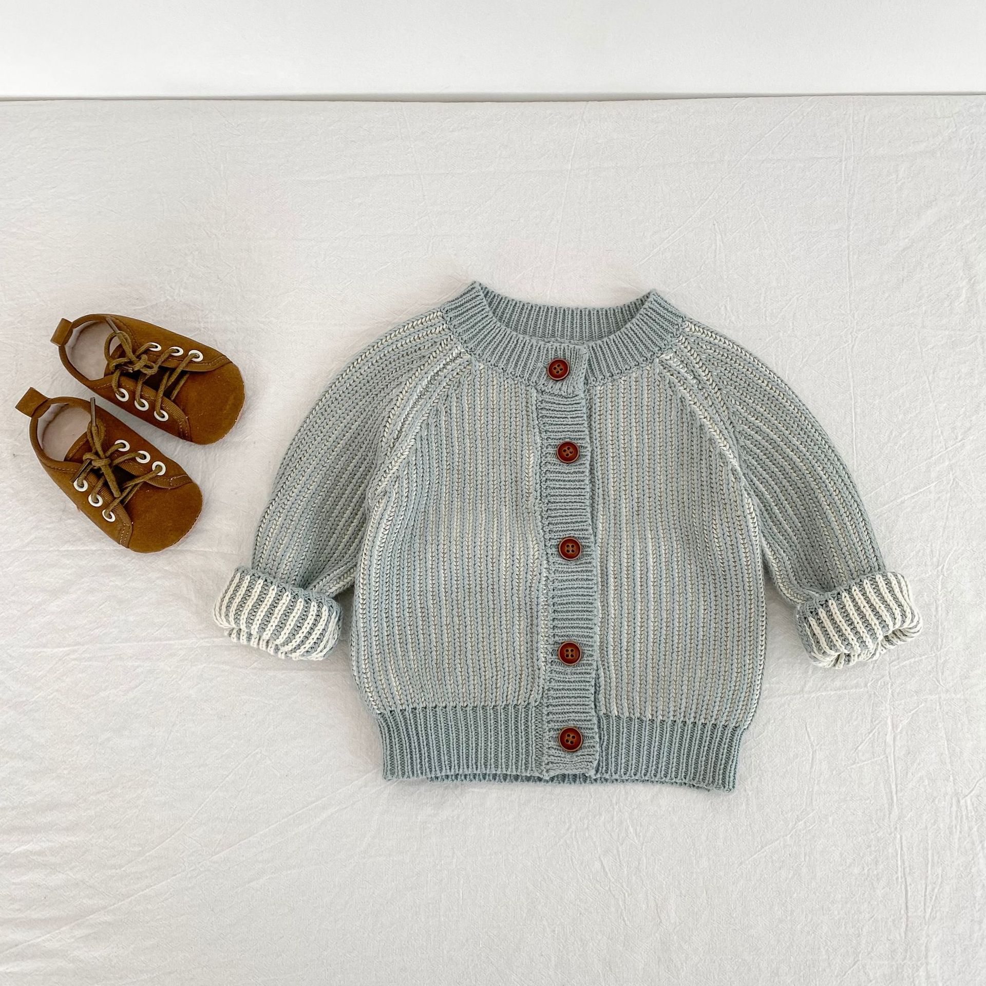 Baby Clothes Autumn Collection, Girls Boys Two-Color Twists, Long Sleeve Braid Knitting Top
