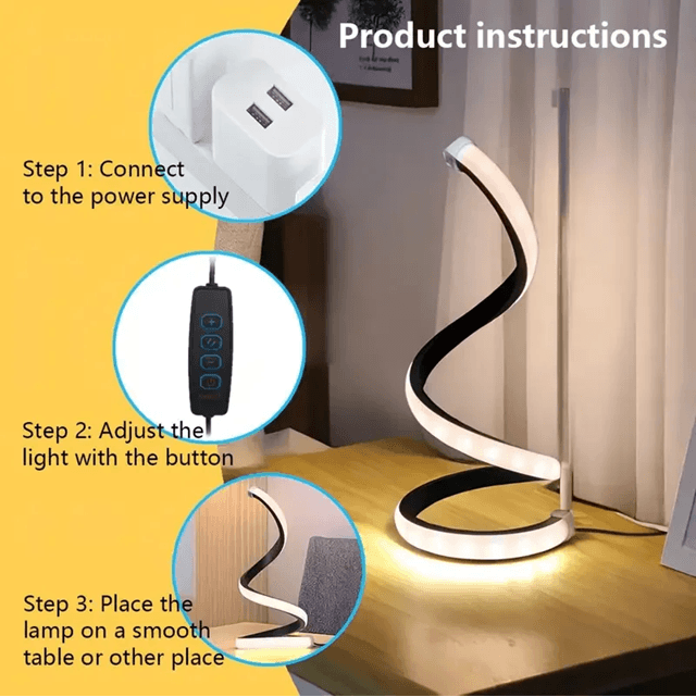 Sleek Spiral LED Table Lamp Touch Dimmable Bedside Light