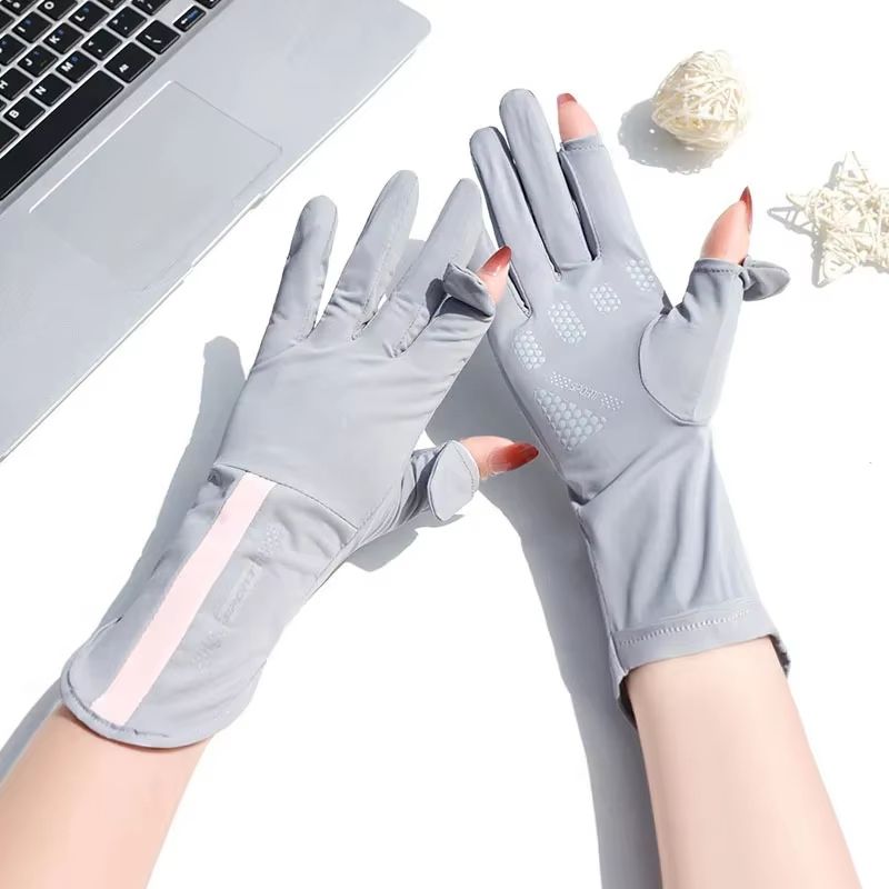 BreezeGuard summer sunscreen gloves Women's Thin Ice Silk UV Driving Gloves UPF 50