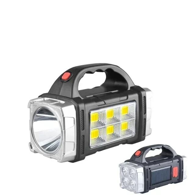 Powerful LED Flashlight with USB and Solar Rechargeable Power Bank