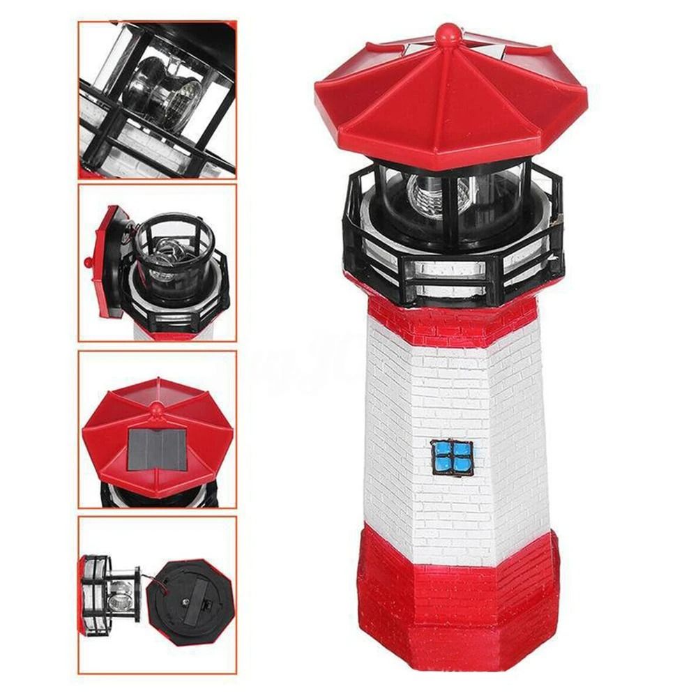 Lighthouse Shape Solar LED Rotating Beacon