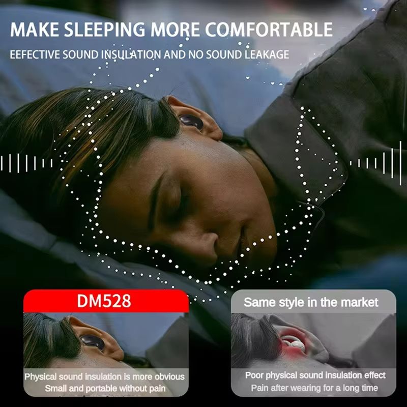 Invisible Sleep Earbuds – Waterproof Bluetooth 5.3 Noise Cancelling Earphones with Microphone for Night Comfort