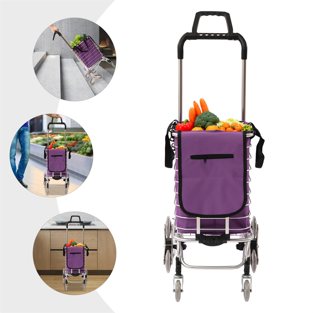 Stair Climbing Shopping Cart Folding Grocery Cart on Wheels