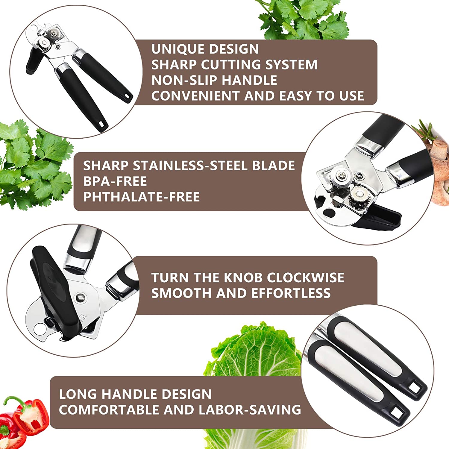 Multifunctional Stainless Steel Professional Tin Manual Can Opener Side Cut Cans Bottle Opener Beer Grip Kitchen Gadgets