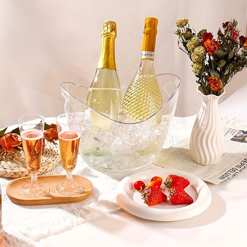 Elegant Acrylic Ice Bucket, Transparent Beverage Cooler for Champagne, Wine, Beer, Soda, Perfect for Parties and Bars