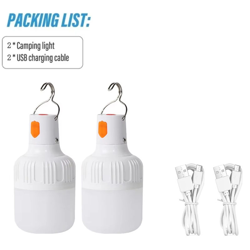 Portable Rechargeable LED Bulb with Hook Level Brightness Emergency Light