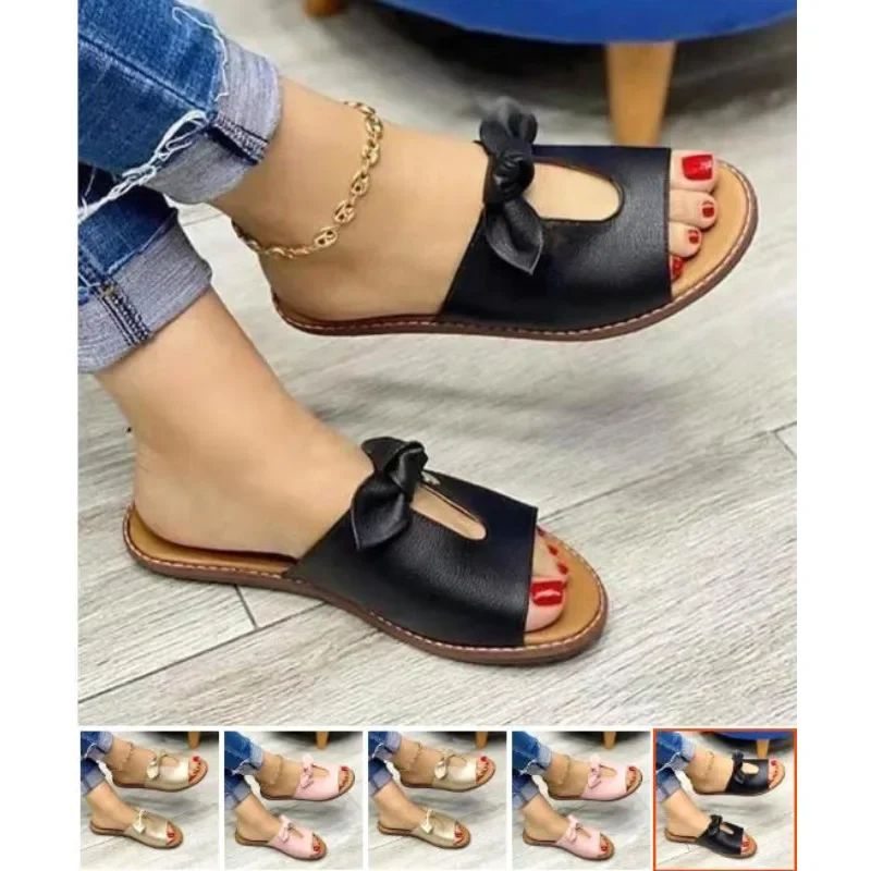 Women's Butterfly Knot Summer Sandals – Cute Casual Flat Beach Slippers