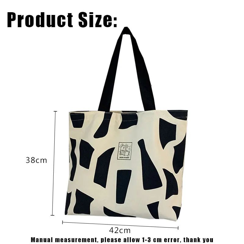 Foldable Canvas Tote Bag for Women Reusable Zipper Shopping Shoulder Bagb