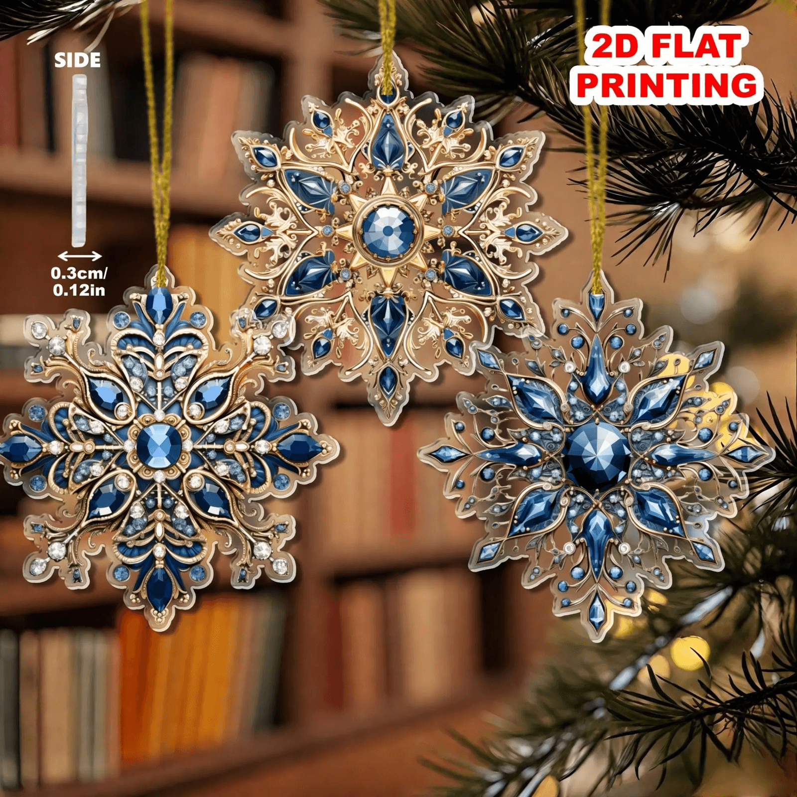 Christmas Snowflake Ornaments Acrylic Tree Hanging Decoration Set 6 Pieces