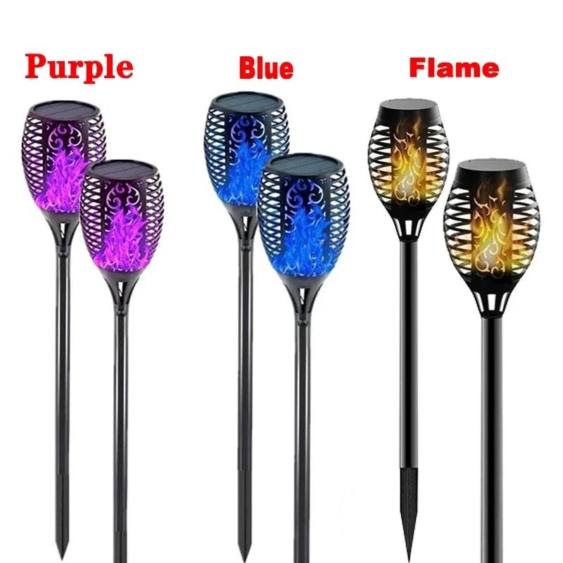 Solar Flame Torch Lights Waterproof Outdoor LED Garden Path Lamps for Patio and Yard Decoration
