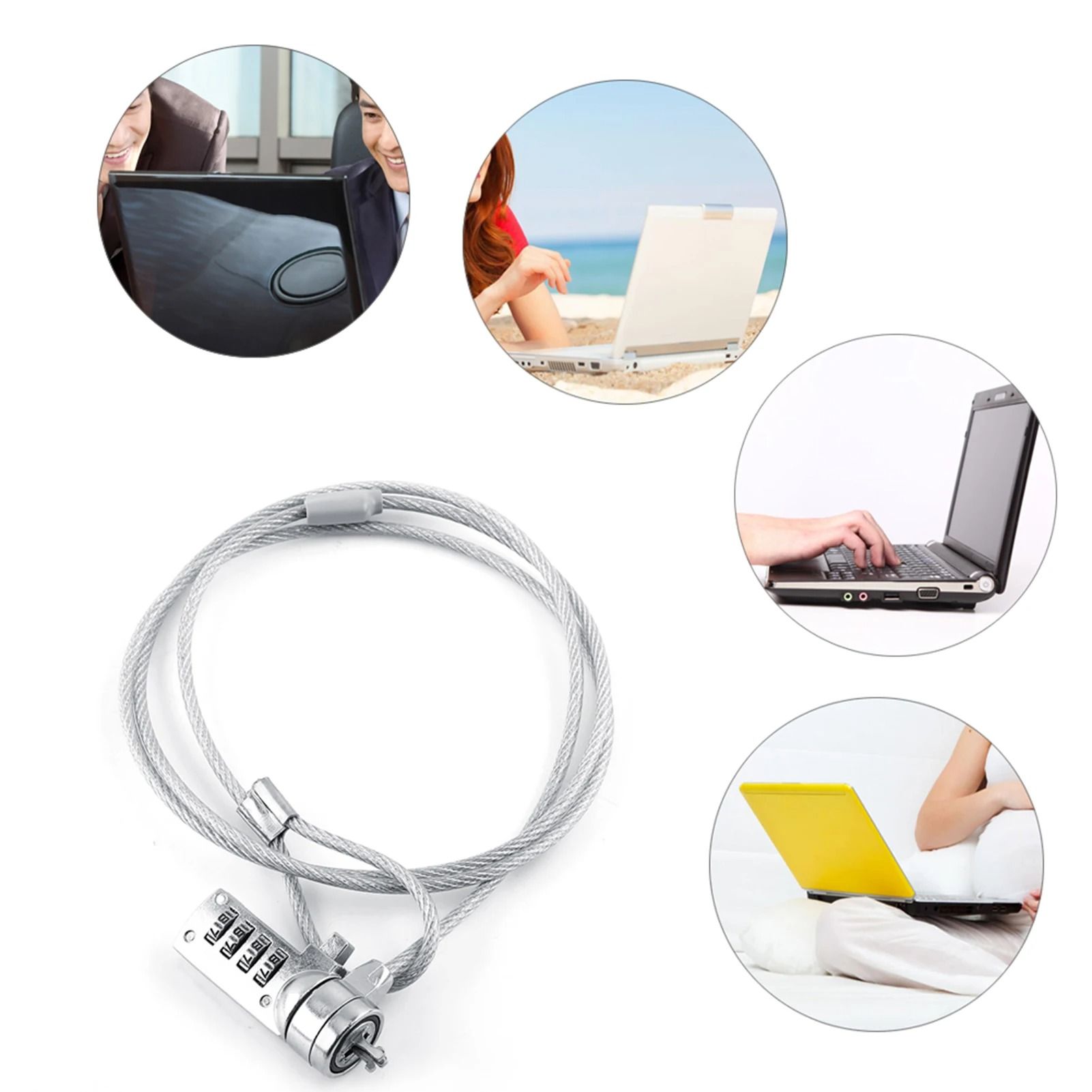 Universal Laptop Combination Security Lock Cable 4 Digit Anti Theft Notebook Lock