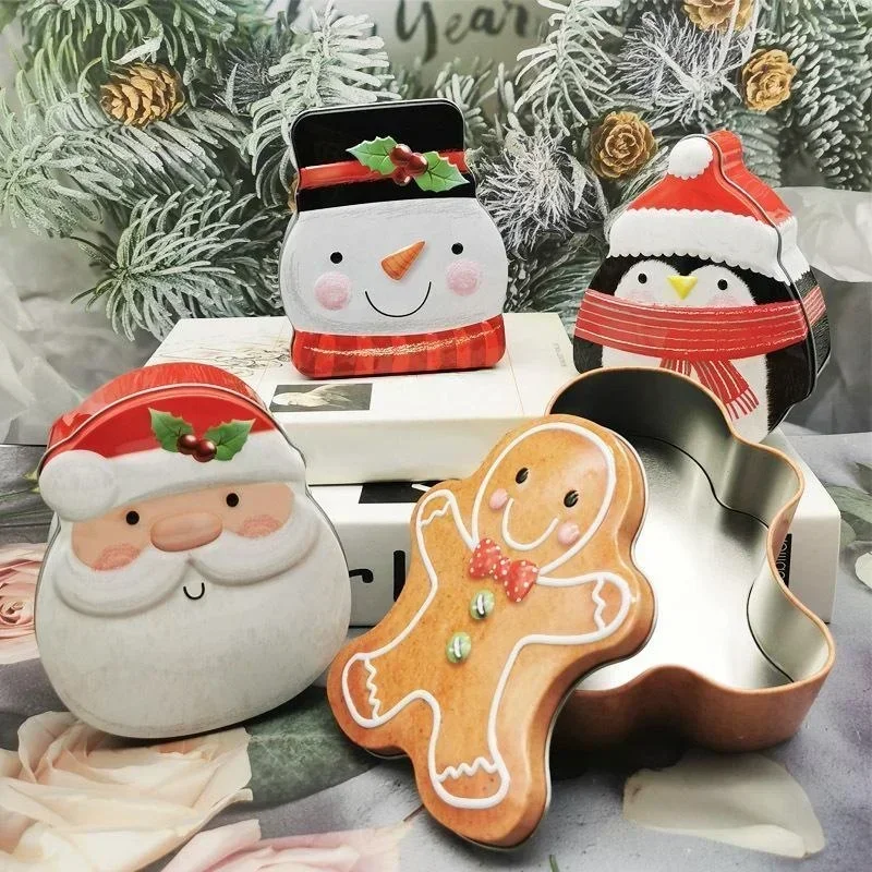 Christmas Decoration Storage Box, Holiday Home Decoration Gift Box, Ginger Bread Man Candy Box, Iron New Year Gift Box