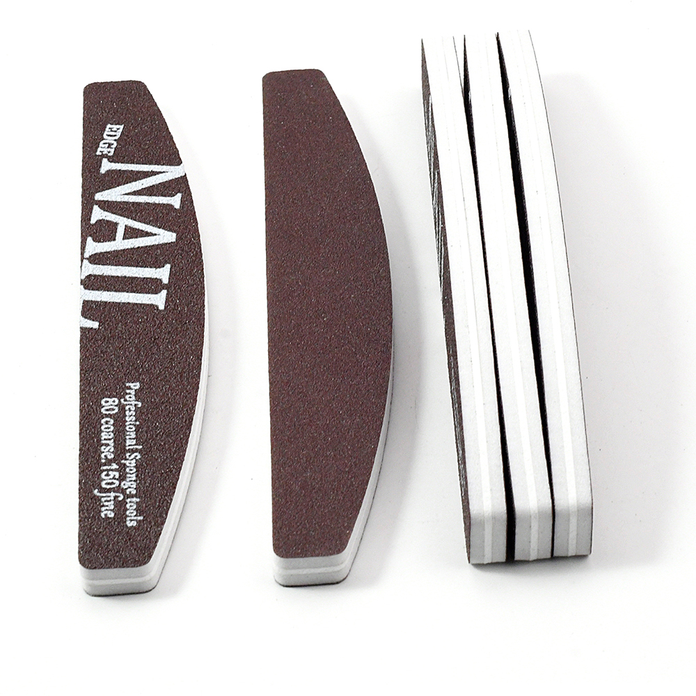 Professional Nail File Buffer 80-150 Grit, Thick Coffee Lime Trimmer, Manicure Pedicure Shaping Removal for Acrylic Gel