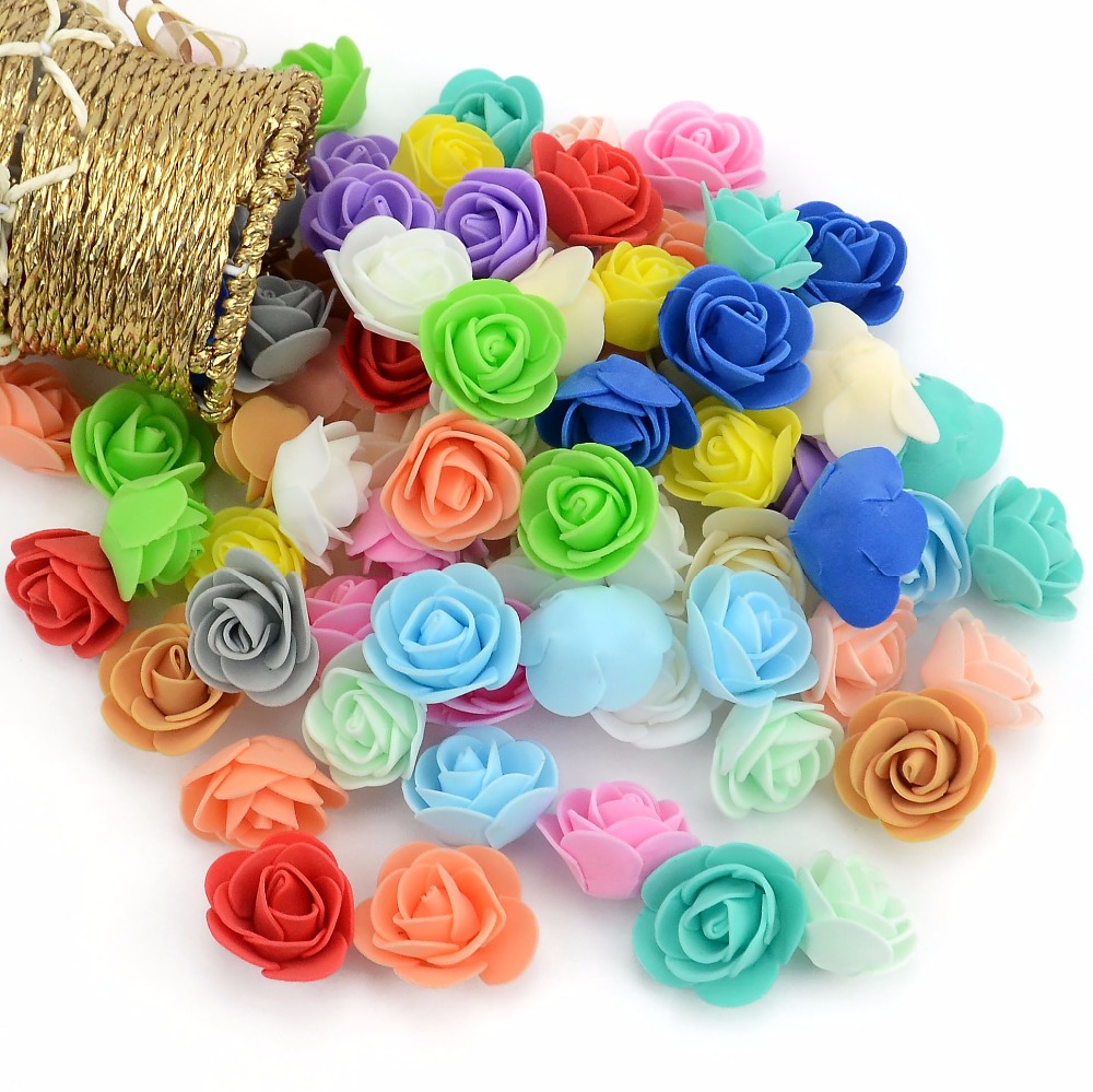 Mini Foam Roses Artificial Flower Heads Handmade DIY Wedding Home Decoration Party Supplies