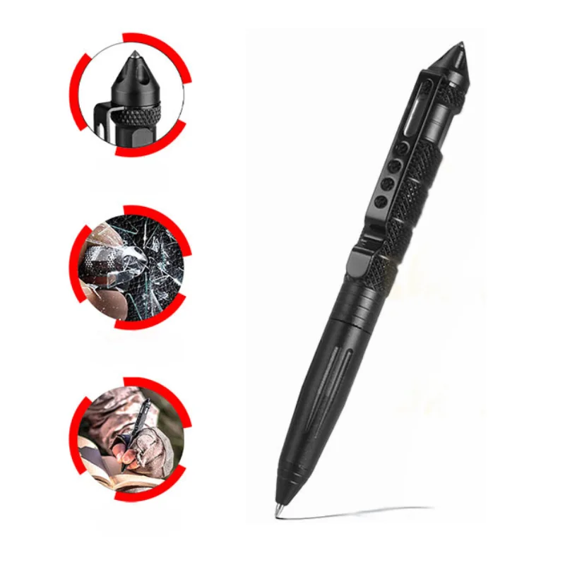 Multifunctional Tactical Pen Self-Defense, Emergency Tool, Glass Breaker, and Tungsten Steel Writing Pen.