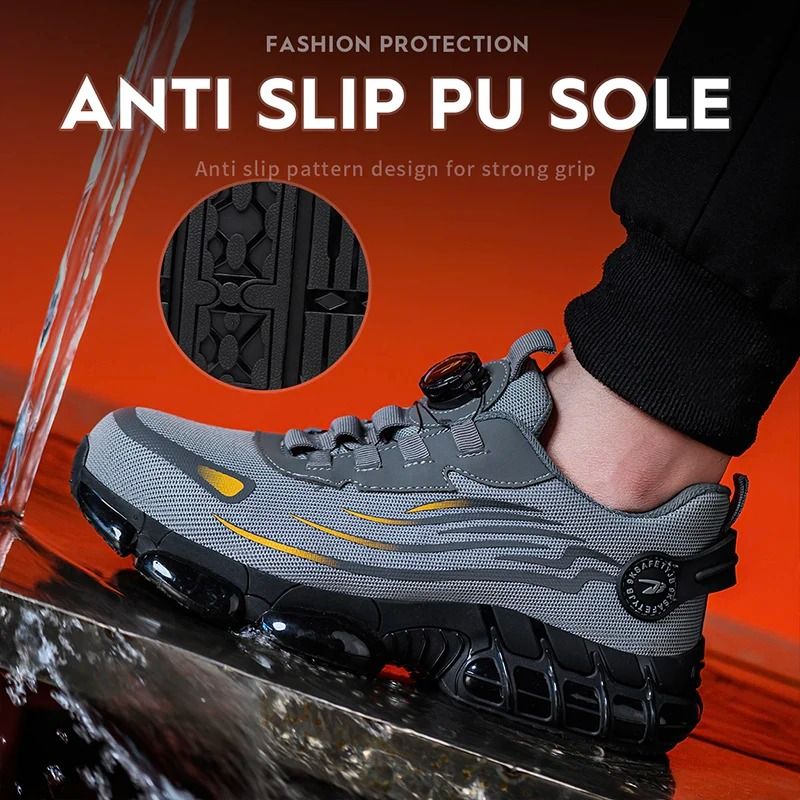 Breathable Lace Free Soft Sole Safety Shoes for Work