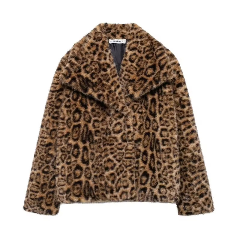 HH Women Elegant Faux Fur Coat Warm Fluffy Loose Long Sleeve Lapel Jacket Autumn Winter Fashion High Street Lady Outerwear