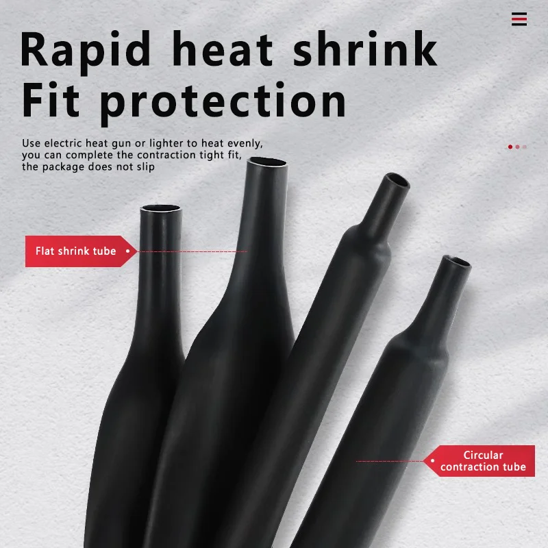Black Heat Shrink Tube Polyolefin Thermal Insulated Cable Sleeve