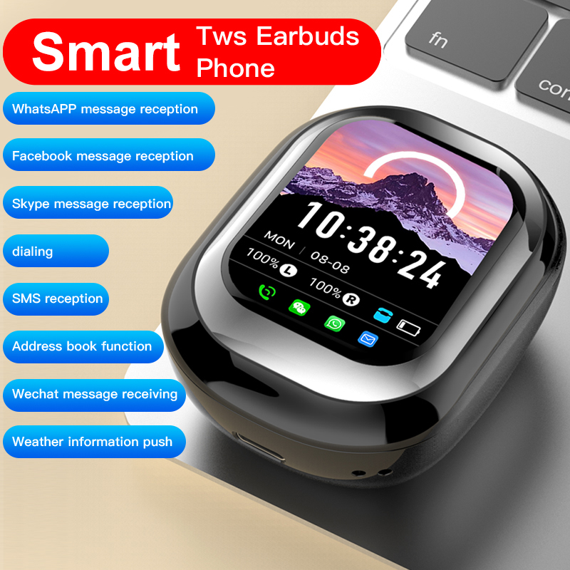 Smart Touch Screen Wireless TWS Earbuds with LED Display and App Notifications