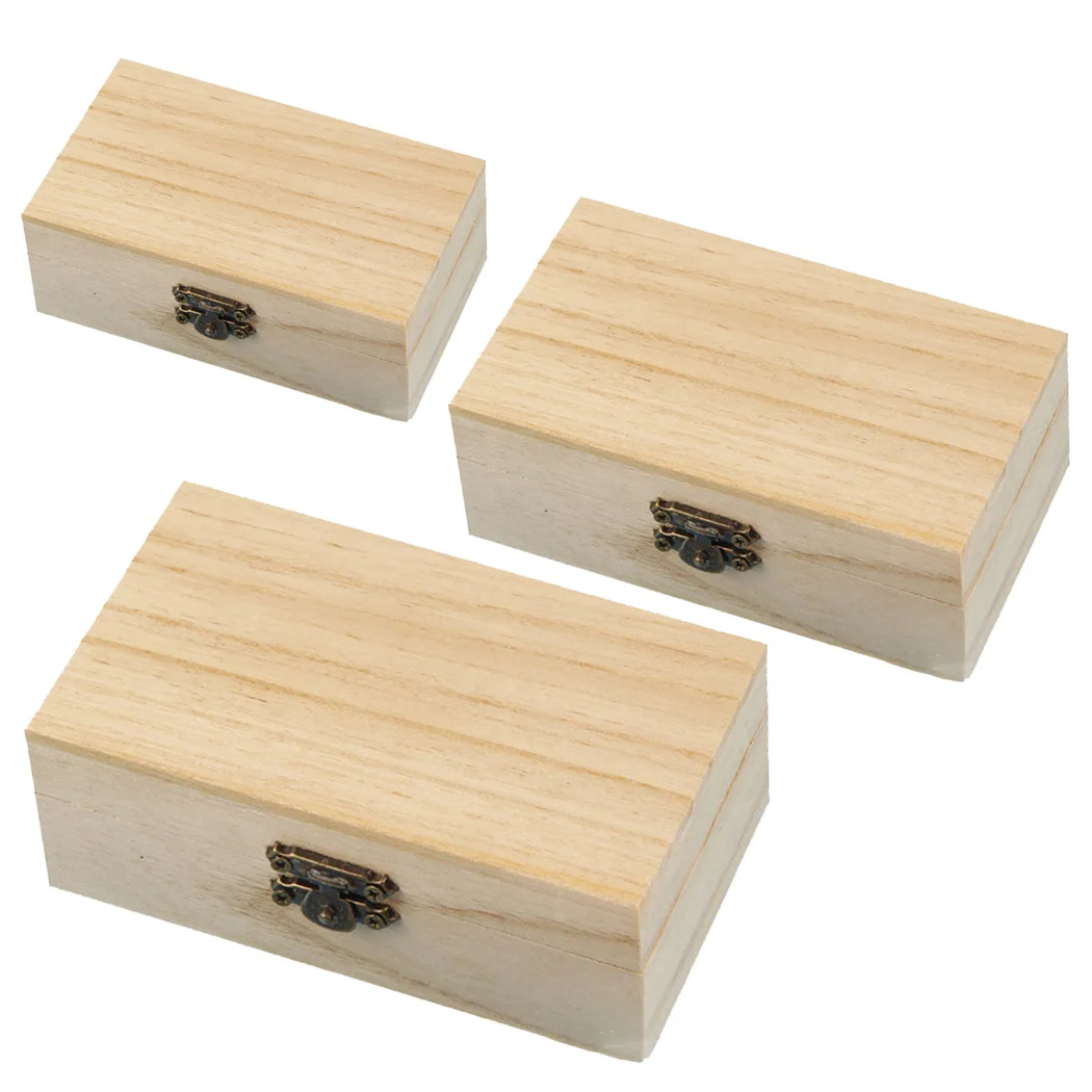Rustic Wooden Storage Box with Hinged Lid for Jewelry Crafts and Keepsakes