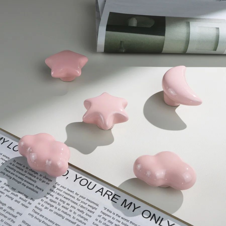 Cute Ceramic Star Moon Cloud Cabinet Knobs