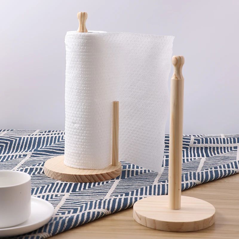 Wooden paper towel holder countertop stand for kitchen and dining table